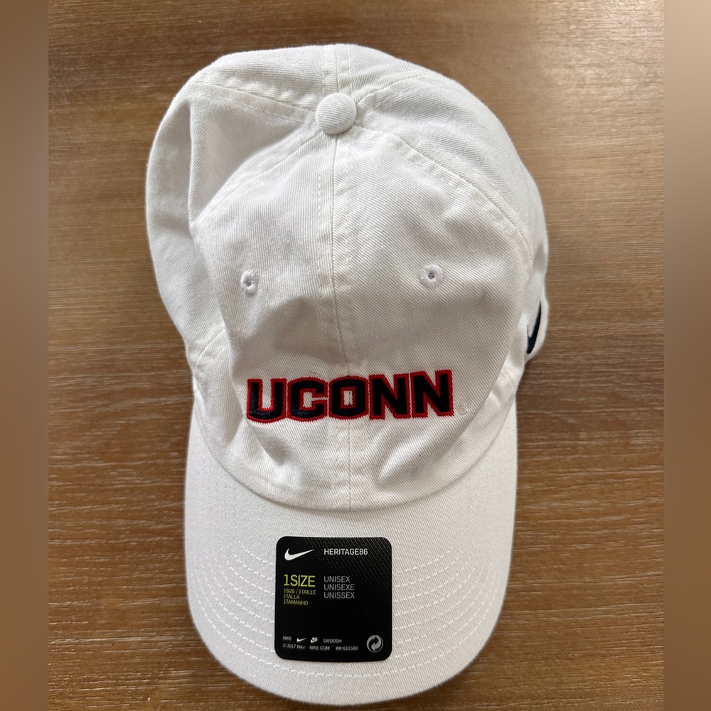Nike White and Gray Cap UCONN - Unisex 1 size fits most